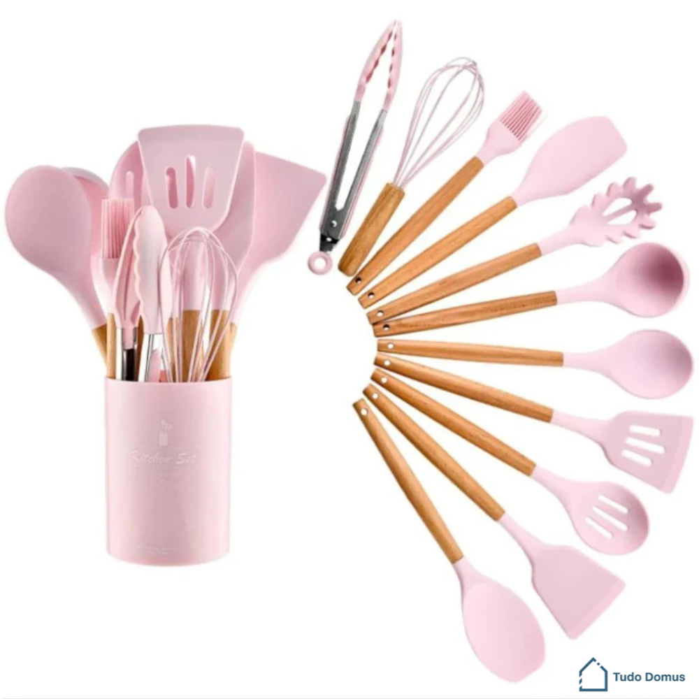Kit Domus Premium 12 Peças – Silicone & Madeira [30% OFF]