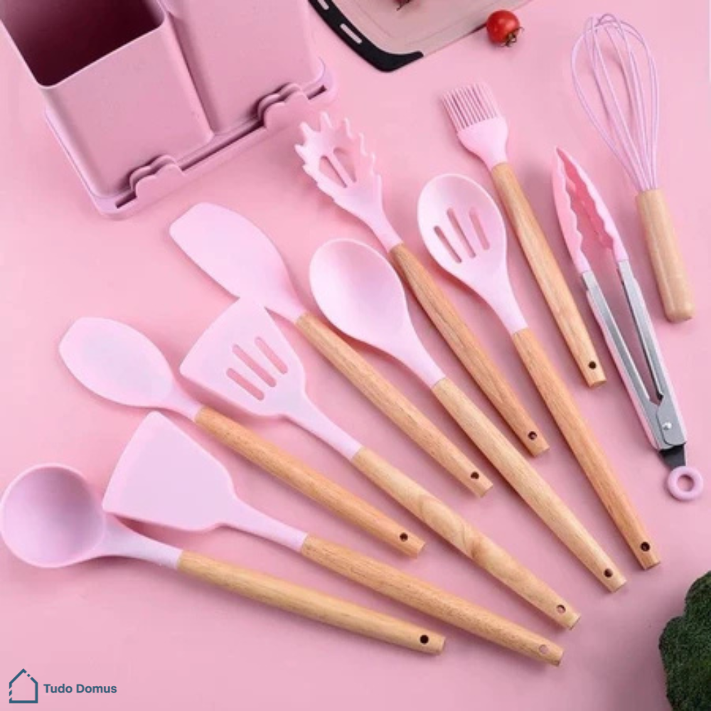Kit 19 Utensílios Premium em Silicone com Tábua – EssenzaCook™ [30% OFF]