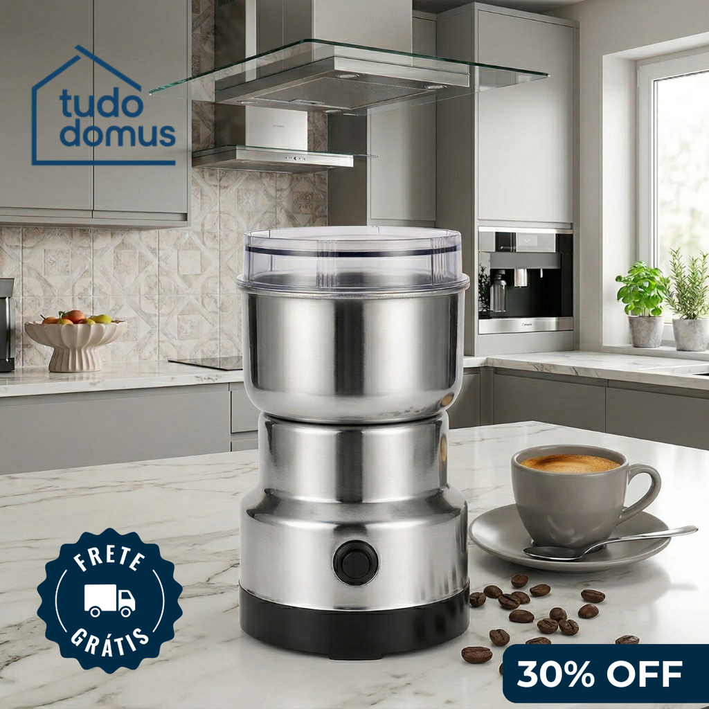 DomusGrind Pro – Moedor Elétrico Multifuncional em Aço Inox