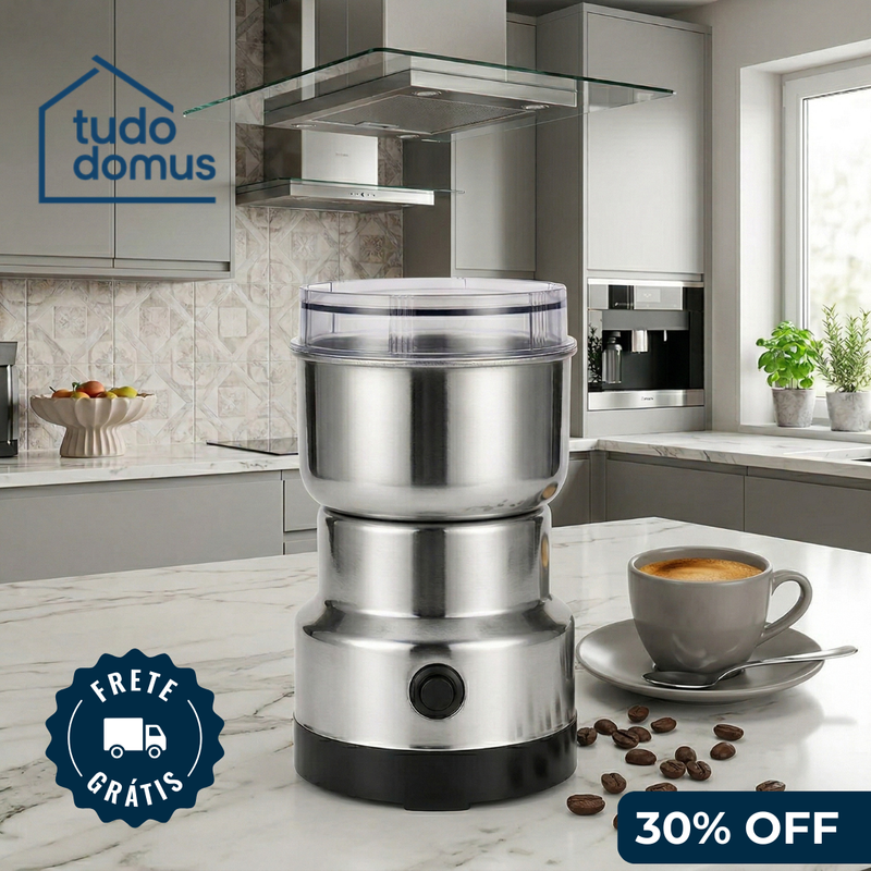 DomusGrind Pro – Moedor Elétrico Multifuncional em Aço Inox