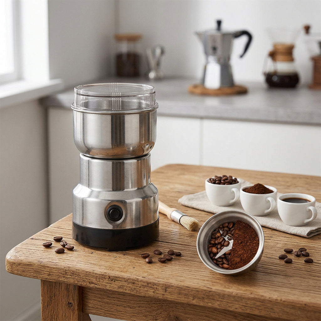 DomusGrind Pro – Moedor Elétrico Multifuncional em Aço Inox