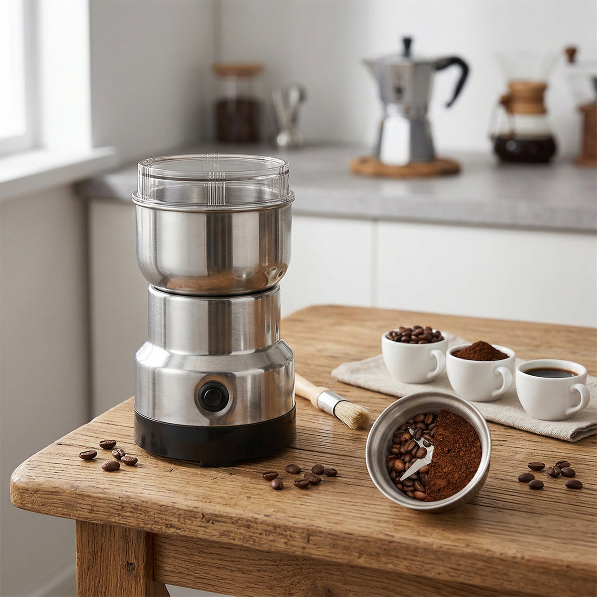 DomusGrind Pro – Moedor Elétrico Multifuncional em Aço Inox