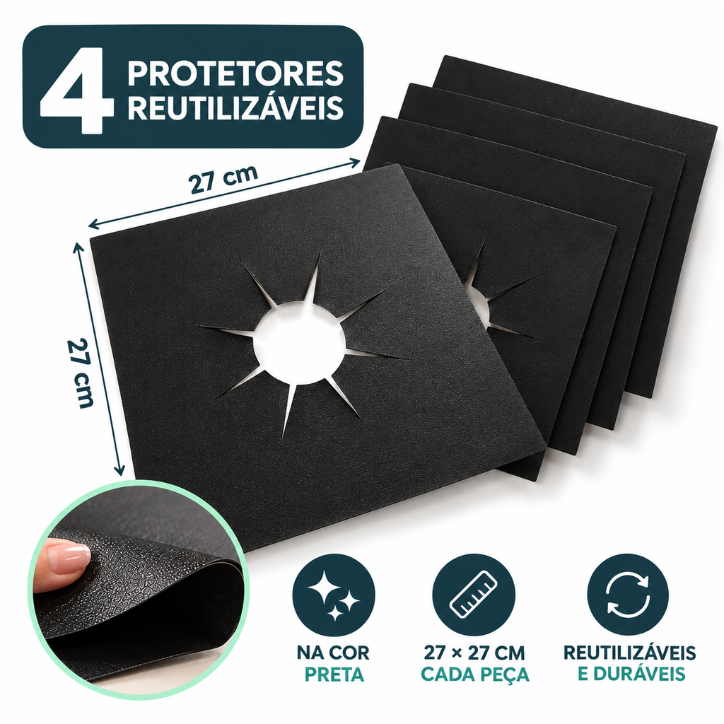 Kit 4 Protetores Reutilizáveis para Fogão – DomusClean