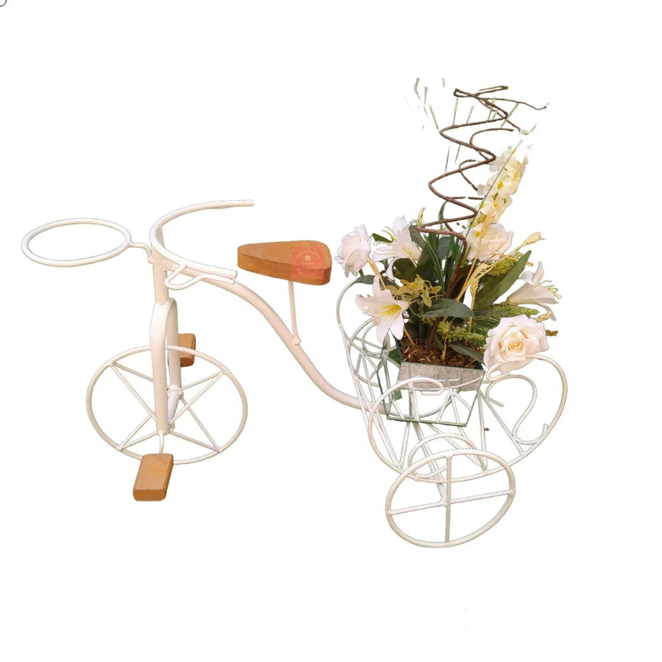 Bicicleta Decorativa de Ferro Rústica Branca