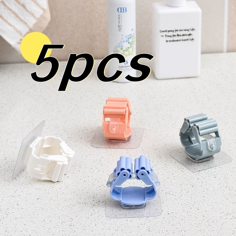 Kit 5 Suportes de Parede Adesivos para Vassouras e Rodos Premium