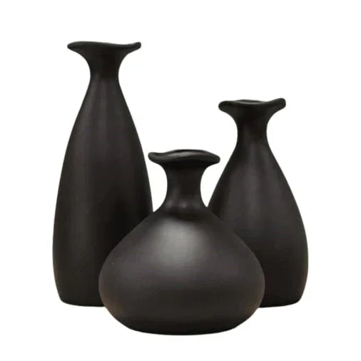 Trio de Vasos Garrafa de Cerâmica Decorativos