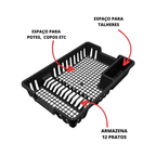 Kit Cozinha Completa Escorredor De Louça + Lixeira de Pia 5 litros + Porta Detergente + Rodinho Pia
