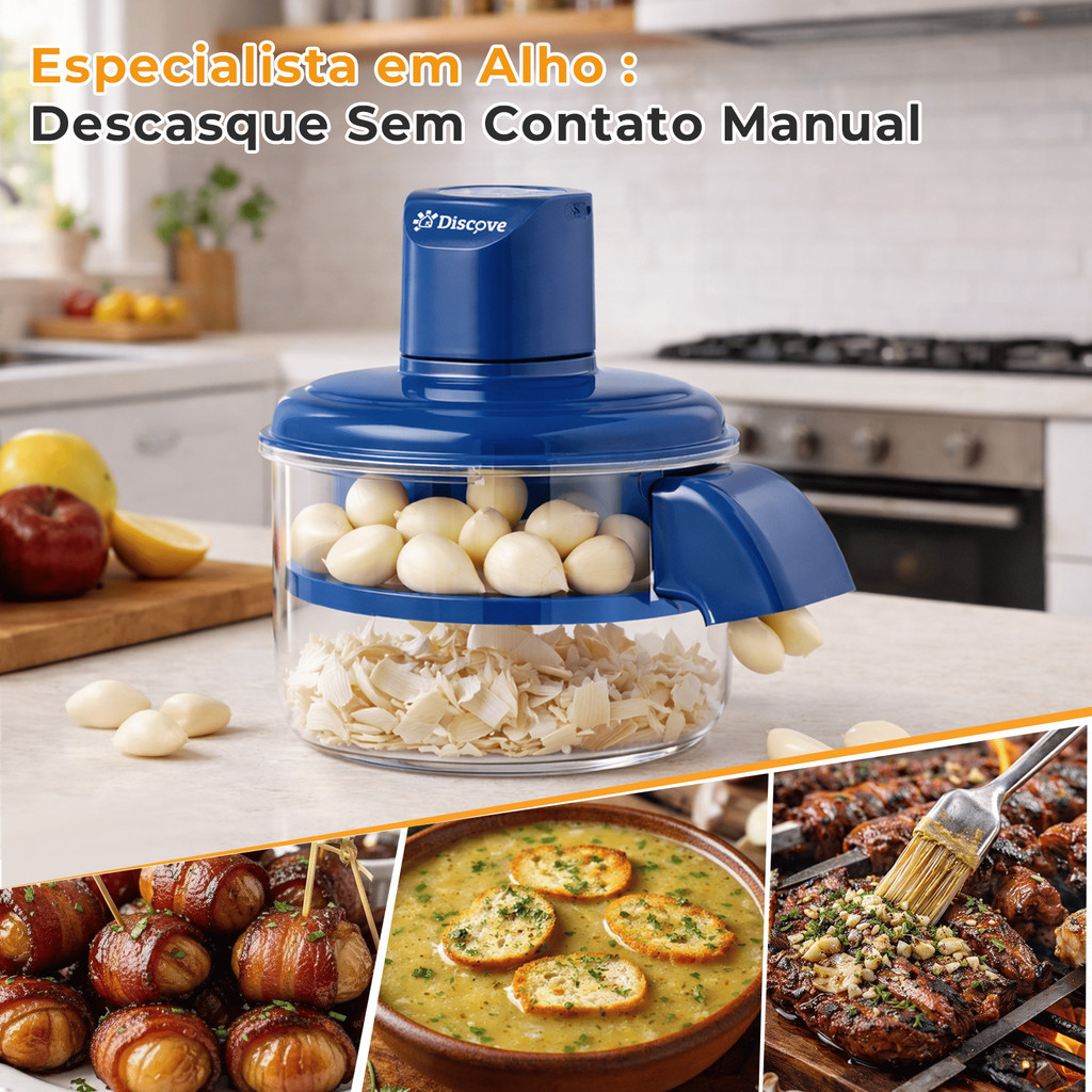 Descascador Elétrico De Alho E Uva Em Aço Inox Automático Prático